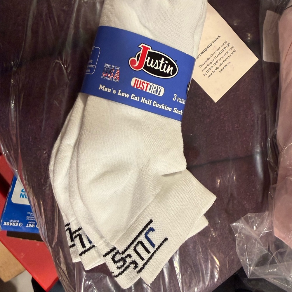 Justin Boots Men's White Cushioned Athletic Socks
